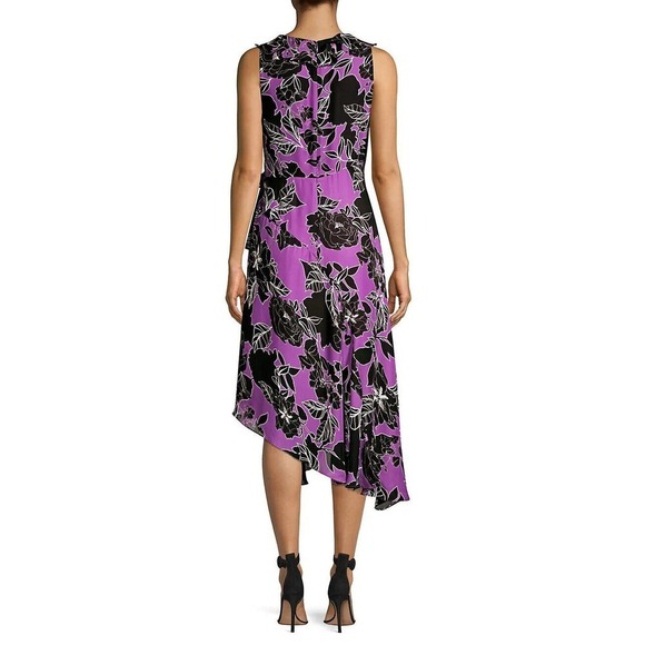 Parker New York NWT Loreena Silk Blend Wrap Dress Purple Black Floral Size 2 - Picture 15 of 16